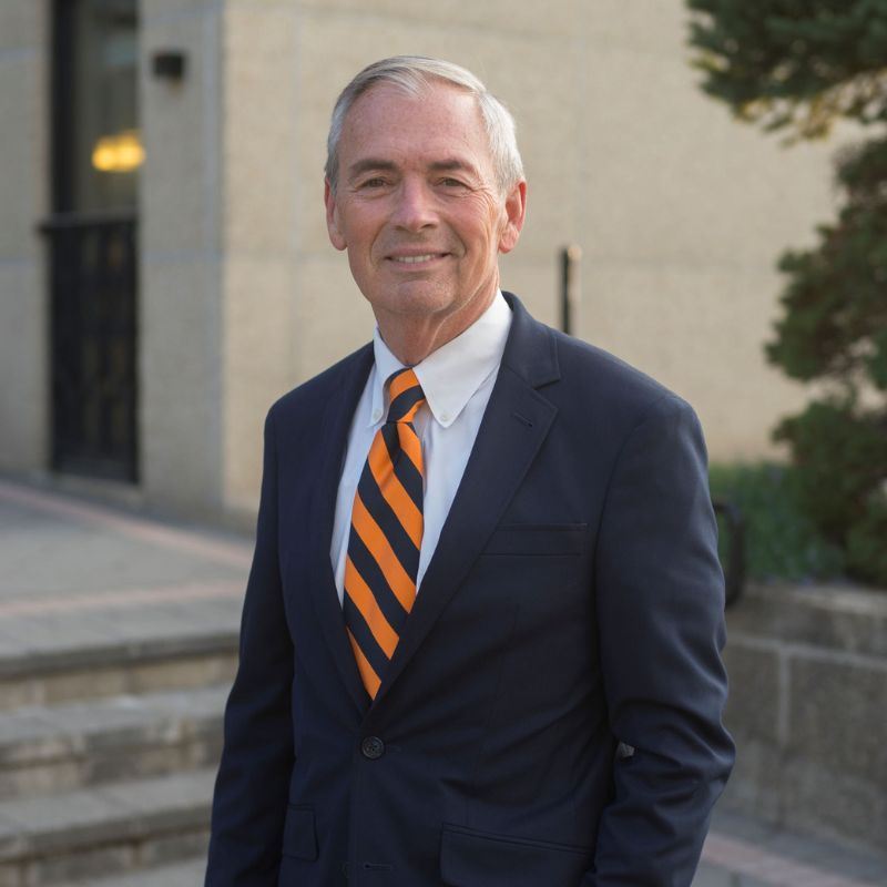 Mayor Hutto in front of county courthouse